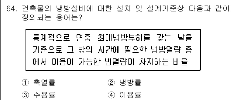 건축설비산업기사 2016년 64번 - . 이 비율은 전체 냉방 부하를 충족하기 위해 필요한 각 요소 간의 조화... 에 관한 핵심 기출문제