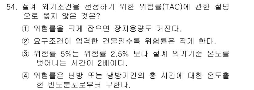 건축설비산업기사 2017년 54번 - 위험률을 선정할 때 위험률의 크기나 조건은 중요하지만, 예외 상황이나 계... 에 관한 핵심 기출문제