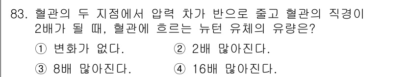 의공기사 2016년 84번 - 해당 자격증의 핵심 개념을 묻는 객관식 문제