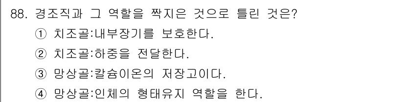 의공기사 2017년 88번 - 경조직은 인체의 구조와 기능을 연구하며, 외부 자극에 대한 반응을 체계적... 에 관한 핵심 기출문제