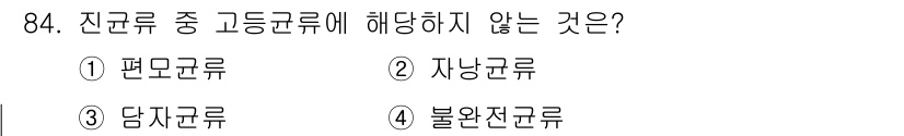 수산양식기사 2015년 84번 - 진균류는 편모균류와 자낭균류, 불완전균류와 같은 고등균류에 속하는 반면,... 에 관한 핵심 기출문제