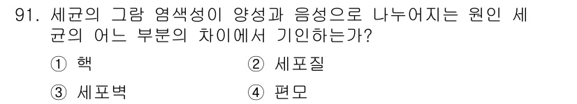 수산양식기사 2017년 93번 - . 

세균의 그람 염색성은 세포벽의 구조에 따라 결정되며, 그에 따라 ... 에 관한 핵심 기출문제