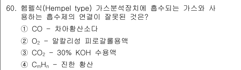 에너지관리기사 2018년 60번 - CO₂와 30% KOH 수용액은 화학적으로 반응하여 부식이 일어날 수 있... 에 관한 핵심 기출문제