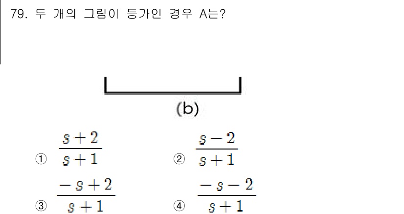 전기공사기사 2018년 79번 - 주어진 문제에서 두 개의 그래프가 등가인 경우 A는 각 그래프의 전송함수... 에 관한 핵심 기출문제