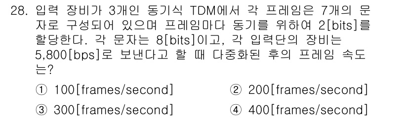 정보통신산업기사 2017년 28번 - 프레임이 7개로 구성되며 각 프레임은 2비트를 할당받습니다. 따라서 전체... 에 관한 핵심 기출문제