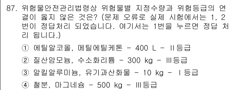 소방시설관리사 2017년 88번 - 소방시설의 위험도 분류에 따라 알루미늄관이 1등급으로 분류되며, 이는 재... 에 관한 핵심 기출문제