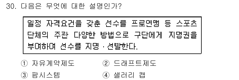 스포츠경영관리사 2017년 30번 - . 이 설명은 드러내기 제도에 대한 것이다. 드러내기 제도는 선수의 자격... 에 관한 핵심 기출문제