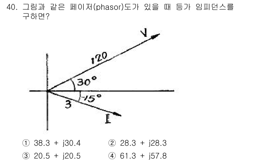 전자기사 2018년 40번 - 임피던스 \( Z \)는 전압 \( V \)와 전류 \( I \)의 비율... 에 관한 핵심 기출문제