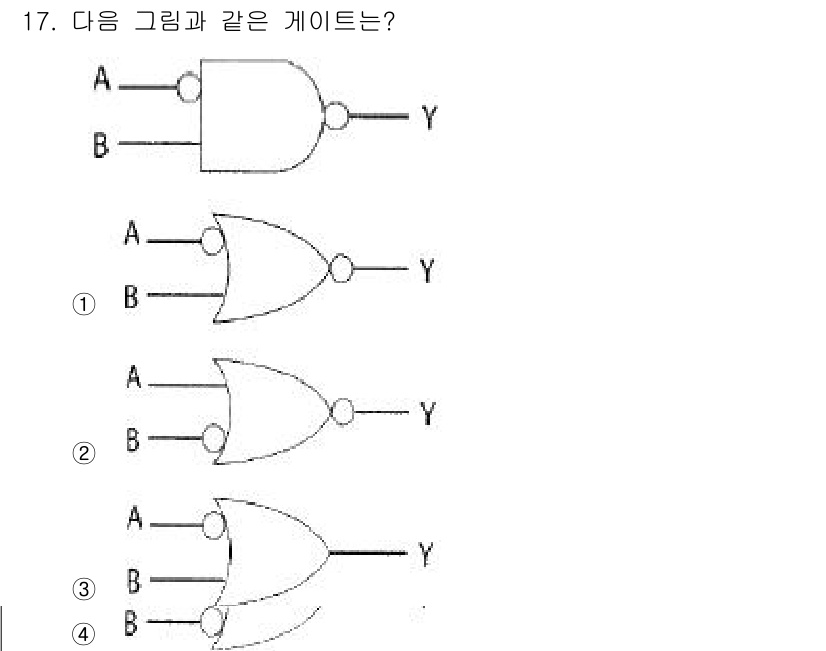 무선설비산업기사 2018년 17번 - 주어진 그림은 OR 게이트의 구조를 보여줍니다. 4번 보기 역시 OR 게... 에 관한 핵심 기출문제