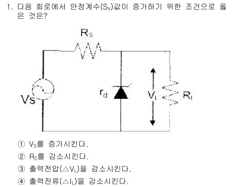 무선설비기사 2018년 1번 - 이유는 Rs(부하 저항)를 감소시키면 회로의 총 저항이 줄어들어 전류가 ... 에 관한 핵심 기출문제