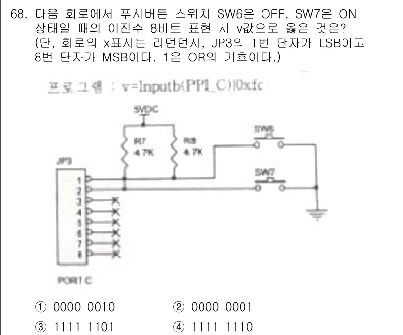 생산자동화산업기사 2018년 68번 - SW6이 OFF일 때는 SW7의 상태에 따라 v값이 결정되며, 각 SW의... 에 관한 핵심 기출문제