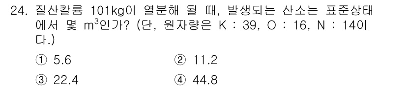 위험물기능장 2015년 24번 - 해당 자격증의 핵심 개념을 묻는 객관식 문제