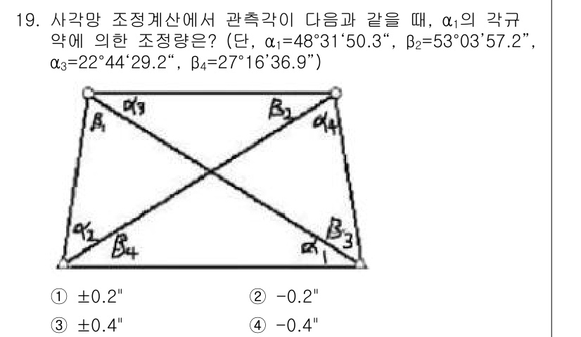 지적기사 2018년 19번 - 이 문제에서는 사각형의 각도 합성 성질을 이용하여 각 \( \alpha_... 에 관한 핵심 기출문제