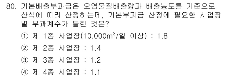 수질환경산업기사 2018년 81번 - 해당 자격증의 핵심 개념을 묻는 객관식 문제