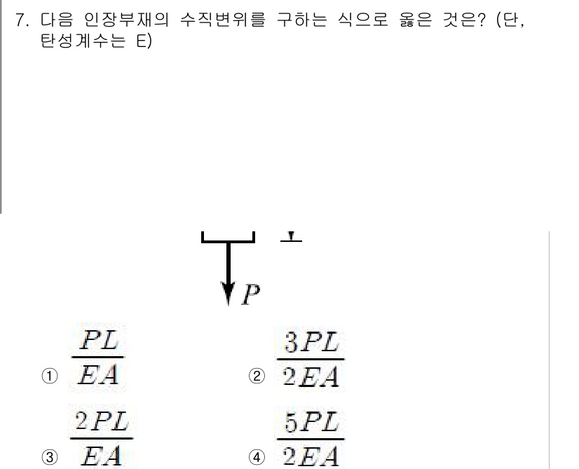 토목기사 2018년 7번 - 문제에서 주어진 식은 수직하중 P가 작용하는 간단한 보의 수직변위를 구하... 에 관한 핵심 기출문제