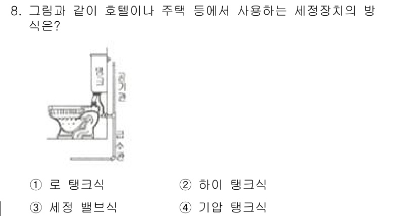 배관기능사 2015년 8번 - . 로 탱크식  
로 탱크식은 하수와 오수의 배수를 위해 가장 일반적으로... 에 관한 핵심 기출문제
