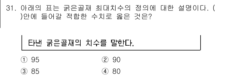 건설재료시험산업기사 2017년 31번 - 최대지지력은 흙이나 재료의 강도를 나타내며, 주로 지반 공학 및 건설 분... 에 관한 핵심 기출문제