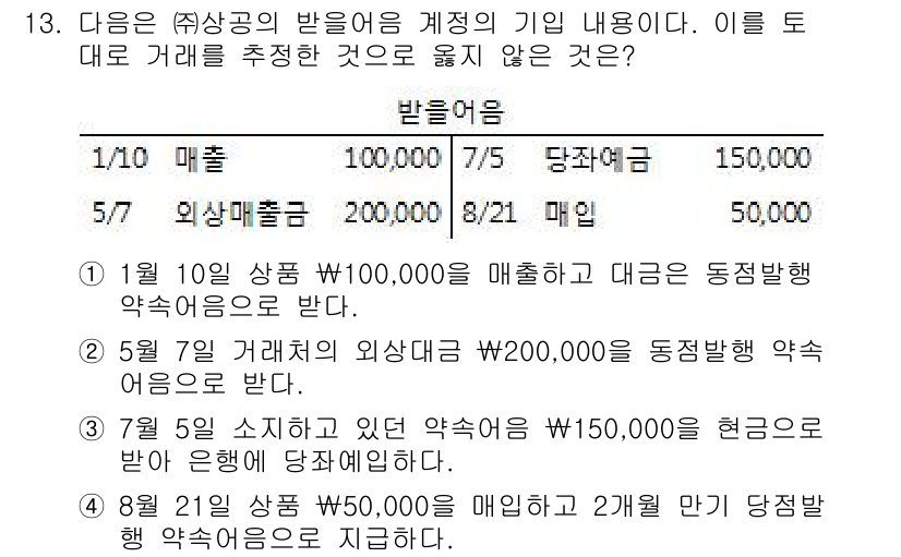 전산회계운용사_3급 2016년 12번 - 정답이 3인 이유는 2월 21일에 매입한 상품의 매입액이 결제 예정일인 ... 에 관한 핵심 기출문제