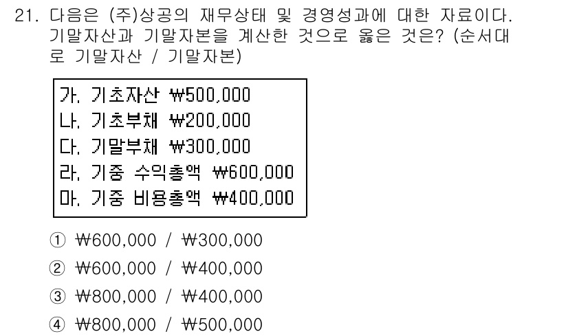 전산회계운용사_3급 2016년 19번 - 기말자산과 기말자본은 재무상태표의 기본 구성 요소로, 기업의 자산과 부채... 에 관한 핵심 기출문제
