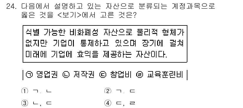 전산회계운용사_3급 2016년 22번 - 핵심 해설: 식별 가능한 비화폐성 자산은 기업의 재무상태와 관련이 있으며... 에 관한 핵심 기출문제