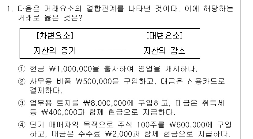 전산회계운용사_3급 2018년 1번 - 이 거래는 자산의 증가와 감소를 모두 포함하고 있습니다. 자산의 총 증가... 에 관한 핵심 기출문제
