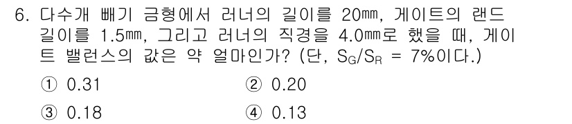 사출(프레스)금형설계기사 2015년 6번 - 해당 자격증의 핵심 개념을 묻는 객관식 문제