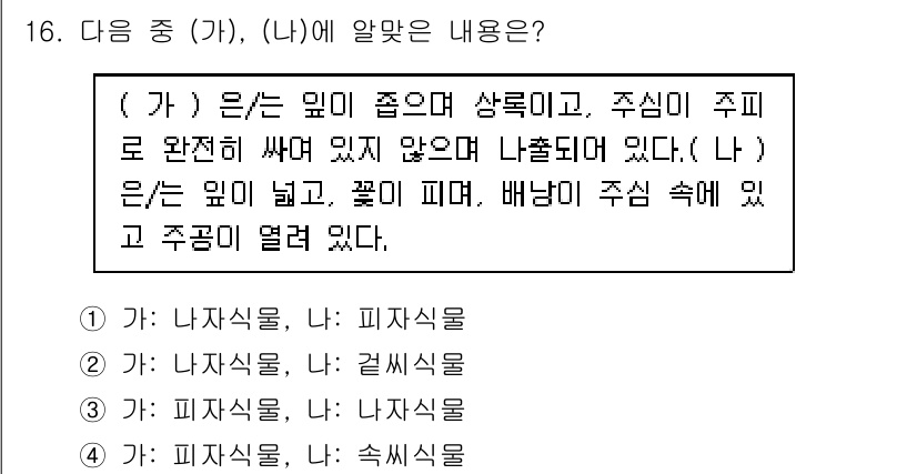 종자산업기사 2016년 16번 - (가)는 주로 완제품 형태로, 이때 중심이 주가 되는 반면, (나)는 배... 에 관한 핵심 기출문제