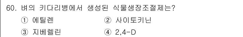 종자산업기사 2016년 60번 - 정답은 5번, 2,4-D입니다. 2,4-D는 선택성 제초제로 식물 생장 ... 에 관한 핵심 기출문제
