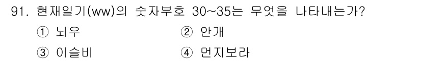 기상기사 2018년 91번 - 현재일기(ww)의 숫자부호 30~35는 대기압 구분과 관련된 표시로, 각... 에 관한 핵심 기출문제