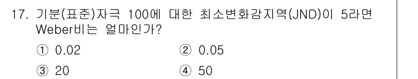인간공학기사 2016년 17번 - 해당 자격증의 핵심 개념을 묻는 객관식 문제