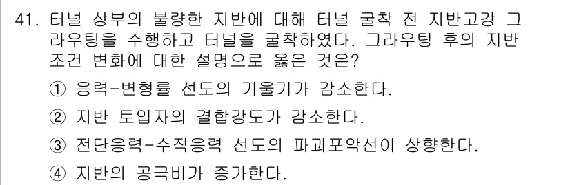 화약류관리기사 2016년 41번 - 터널 상부의 불균형 지반은 터널 굴착 전 지반 안정성과 관련이 있으며, ... 에 관한 핵심 기출문제