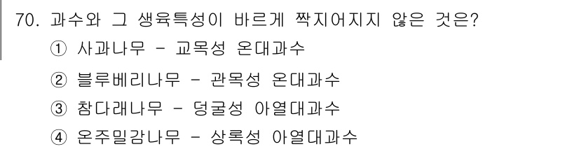 손해평가사 2016년 70번 - 온주밀감나무는 생육 특성이 다른 품종과 달리 특정 조건에서 잘 자라지 않... 에 관한 핵심 기출문제