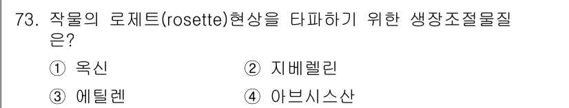 손해평가사 2018년 73번 - 정답은 2. 지벨렌입니다. 지벨렌은 로체트 현상을 방지하기 위해 사용되는... 에 관한 핵심 기출문제