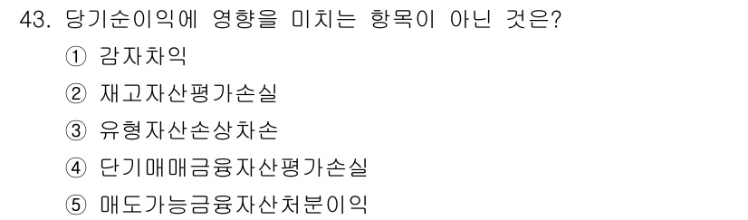 주택관리사보_1차 2016년 43번 - 매도가능금융자산처분이익은 자산처분과 관련된 항목으로, 당기순이익에 영향을... 에 관한 핵심 기출문제