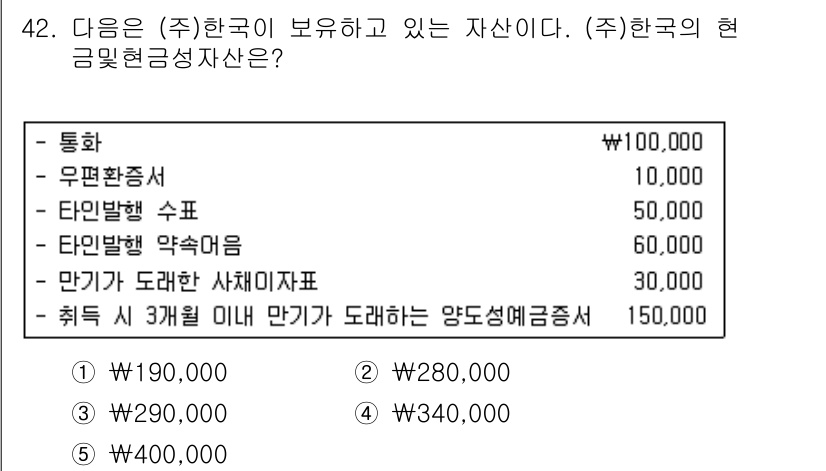 주택관리사보_1차 2018년 42번 - 한국의 현금흐름상 필요한 자산을 고려할 때, 취득 시 3개월 이내에 만기... 에 관한 핵심 기출문제