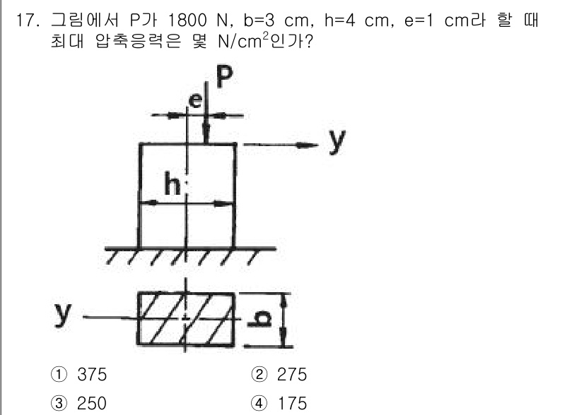 건설기계설비기사 2018년 17번 - 주어진 정보에서 P는 하중, b는 지지면의 너비, h는 하중의 작용 높이... 에 관한 핵심 기출문제