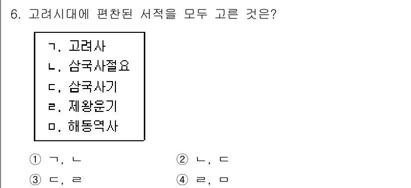 국내여행안내사_1차 2016년 6번 - . 

고려시대에는 '고려사', '삼국사절요', '삼국사기', '제왕운기... 에 관한 핵심 기출문제
