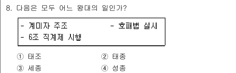국내여행안내사_1차 2018년 8번 - . 태종

태종(이방원)은 계미자 주조를 통해 화폐 제도를 확립하였고, ... 에 관한 핵심 기출문제