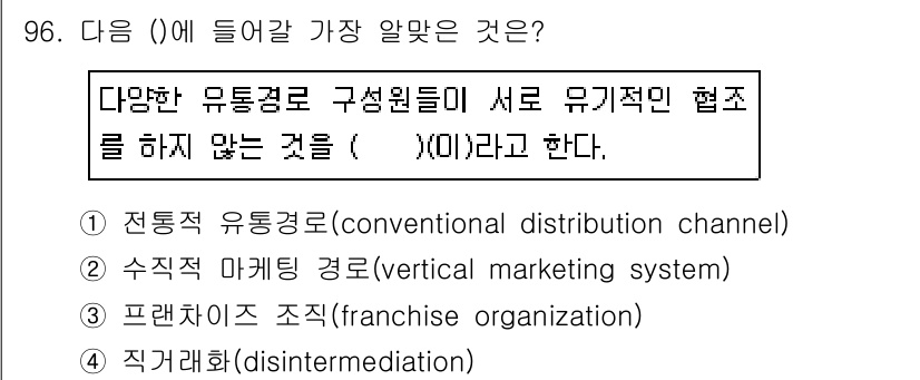 소비자전문상담사_2급 2019년 96번 - 해당 자격증의 핵심 개념을 묻는 객관식 문제