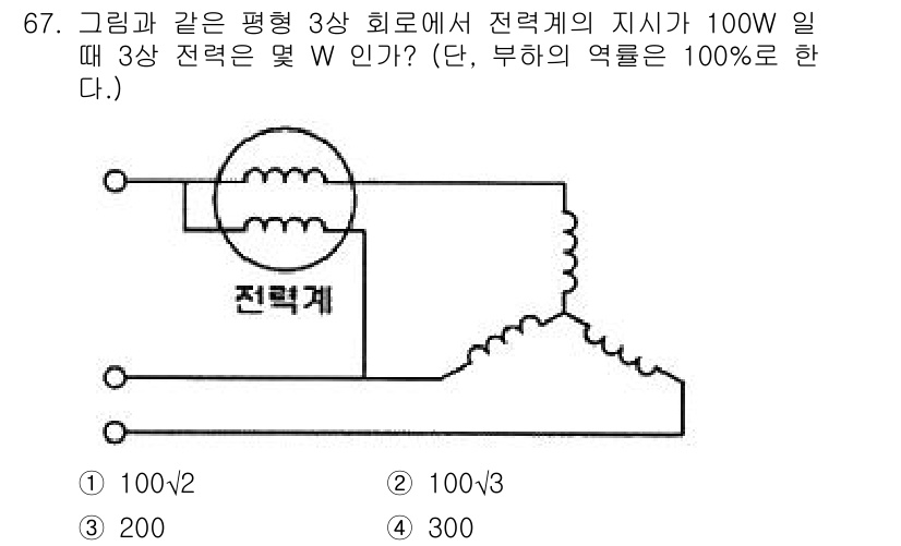 공조냉동기계산업기사 2019년 67번 - 3상 전력계에서의 총 전력(P)은 각 상의 전력(P상)을 3배한 것과 같... 에 관한 핵심 기출문제