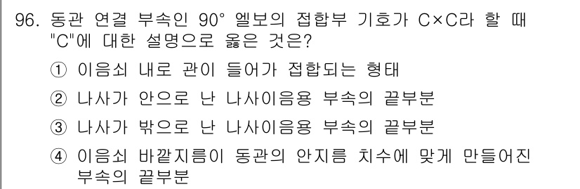 건설기계설비기사 2019년 97번 - 정답 3번은 "나사와 아래로 난 나사 이용부 속의 끝부분"을 설명합니다.... 에 관한 핵심 기출문제