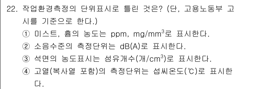산업위생관리기사 2019년 22번 - 소음수준의 측정단위인 dB(A)는 소음의 크기를 상대적으로 나타내는 기준... 에 관한 핵심 기출문제