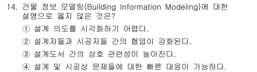 9급_국가직_공무원_건축계획 2017년 14번 - 설계자와 시공자 간의 협업이 강화된다는 것은 BIM의 주요 특징 중 하나... 에 관한 핵심 기출문제