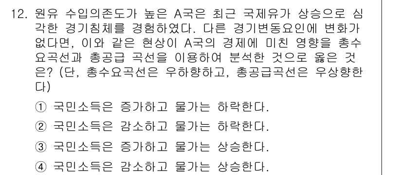 9급_국가직_공무원_경제학개론 2019년 12번 - 국민소득이 증가하면 총수요가 늘어나고, 이에 따라 물가가 상승할 수 있다... 에 관한 핵심 기출문제