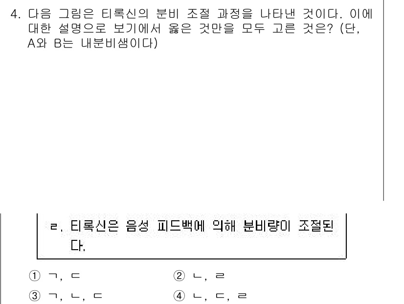 9급_국가직_공무원_과학 2015년 4번 - 2번이 정답인 이유는 티록신(T4)의 구조에서 두 개의 타이로신 아미노산... 에 관한 핵심 기출문제