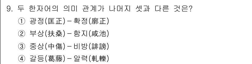 9급_국가직_공무원_국어 2016년 9번 - 문제에서 제시된 한자어들의 의미를 고려할 때, '부상(扶桑)'은 '햇빛'... 에 관한 핵심 기출문제