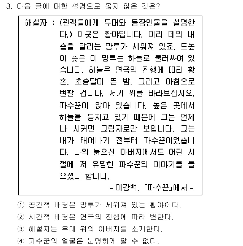 9급_국가직_공무원_국어 2019년 3번 - 이 글은 미리 내 삶을 일러주는 매개체로서의 역할에 대한 설명을 하고 있... 에 관한 핵심 기출문제
