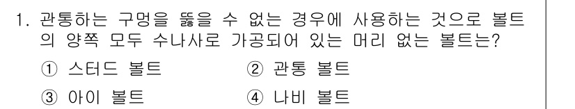 9급_국가직_공무원_기계일반 2016년 1번 - 문제에서 질문하는 것은 관통하는 구멍을 막을 수 없는 경우 사용할 수 있... 에 관한 핵심 기출문제