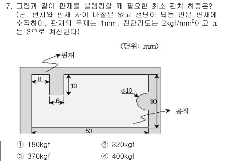 9급_국가직_공무원_기계일반 2019년 7번 - 정답은 3번 (400kgf)입니다. 주어진 단면적에 비례하여 하중을 계산... 에 관한 핵심 기출문제