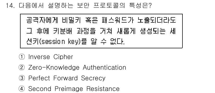 9급_국가직_공무원_네트워크보안 2018년 14번 - Zero-Knowledge Authentication은 사용자가 비밀번호... 에 관한 핵심 기출문제